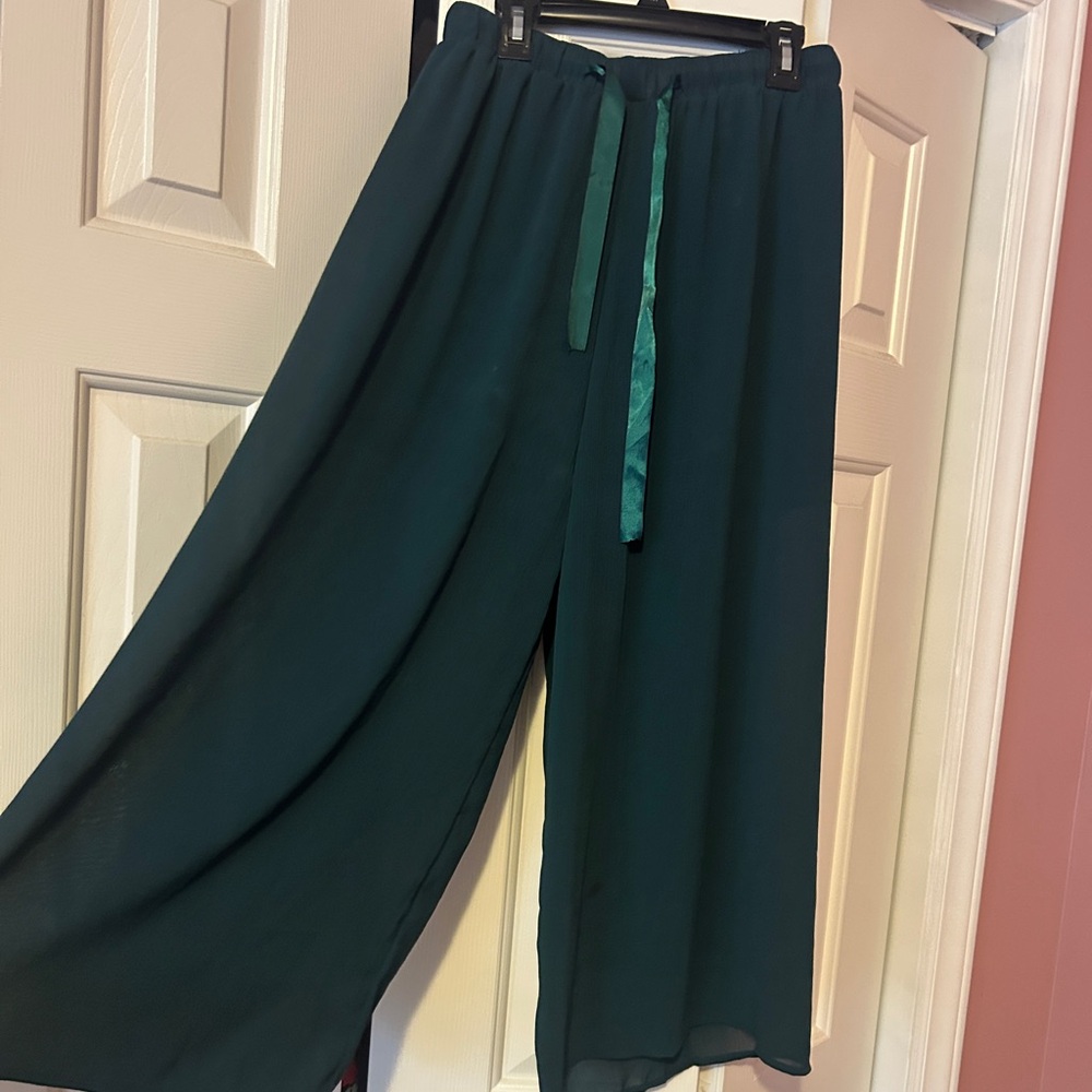 Elegant Teal Wide-Leg Pants